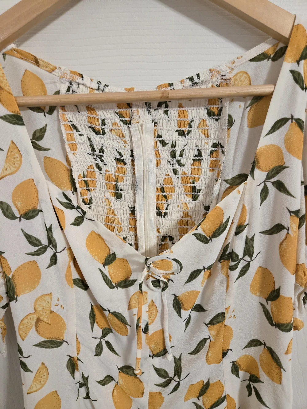 Reformation Lemon-Print Puff Sleeve Top - White, Yellow Size 6